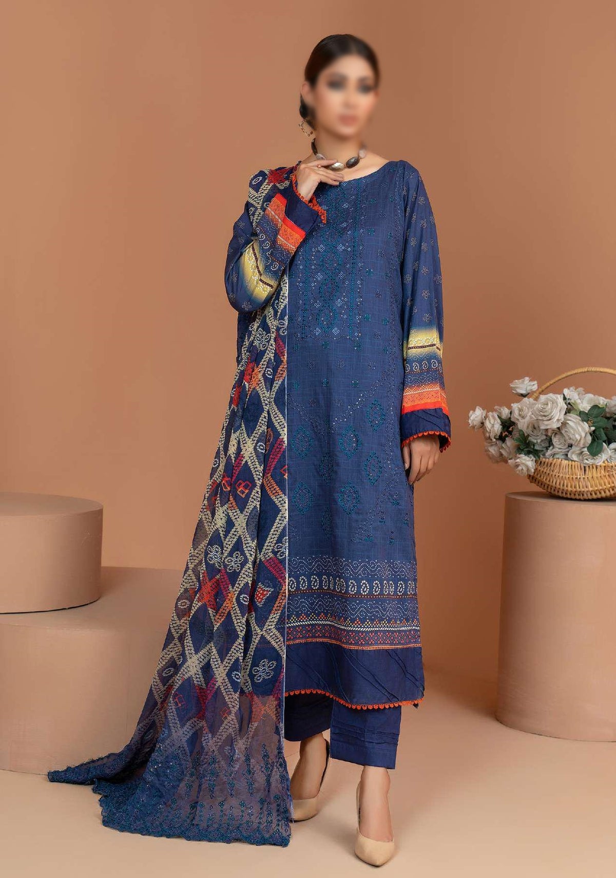 Marwa Semi Formal Embroidered Lawn Collection'24 D-02