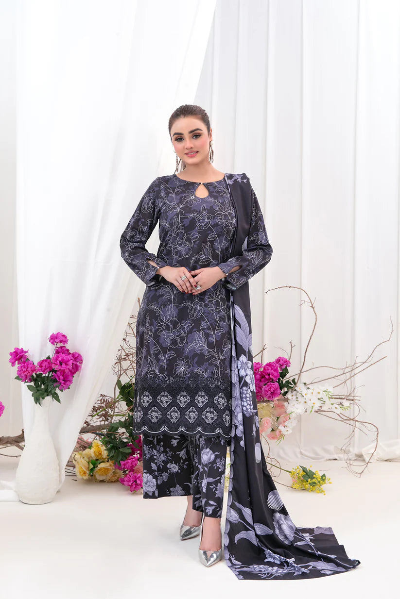 Rabail  Jaal  Daman Emb Digital Printed Staple D-5377