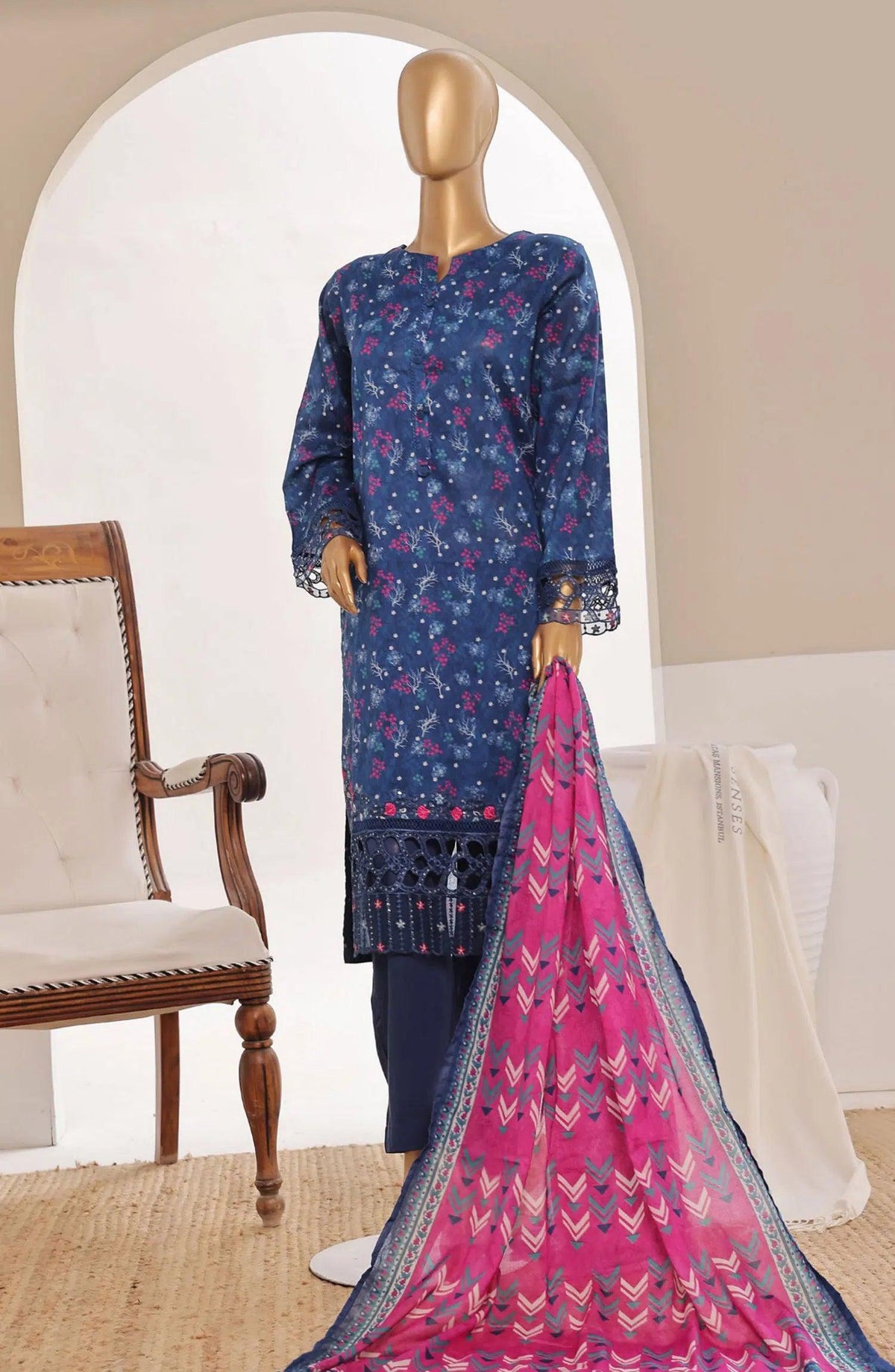 Sadabahar Print & Embroidered Cutwork Pret Lawn Coll'24 Vol.4 D-12