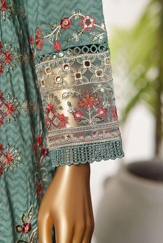 Premium Embroidered Printed Lawn Coll"24 D-1070 GREEN