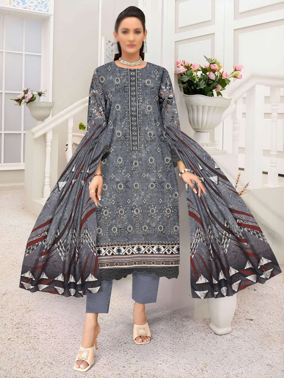 Zunaisha Digital Print Khaddar Emb Coll:24 By Sobia Waseem D-01