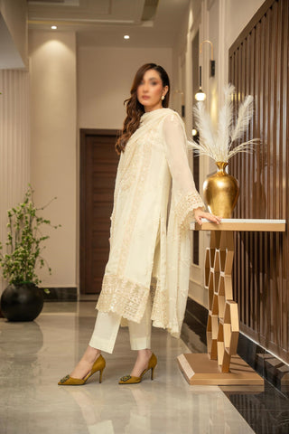 ZOUJ  ENSEMBLES Unstitched Chiffon Coll ‘24-25 D- ZJCH - 0009