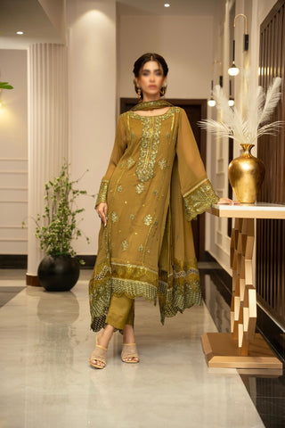 ZOUJ  ENSEMBLES Unstitched Chiffon Coll ‘24-25 D- ZJCH - 0010