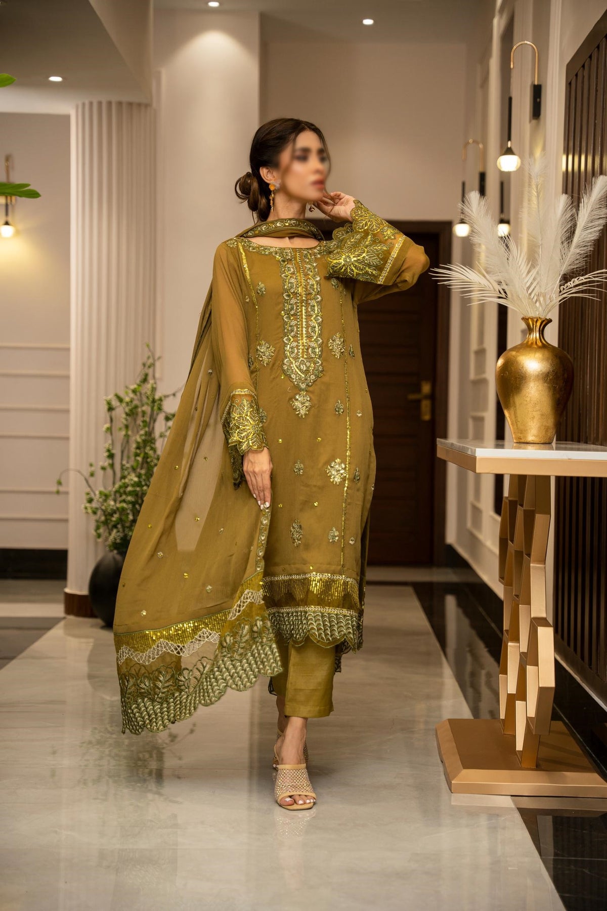 ZOUJ  ENSEMBLES Unstitched Chiffon Coll ‘24-25 D- ZJCH - 0010