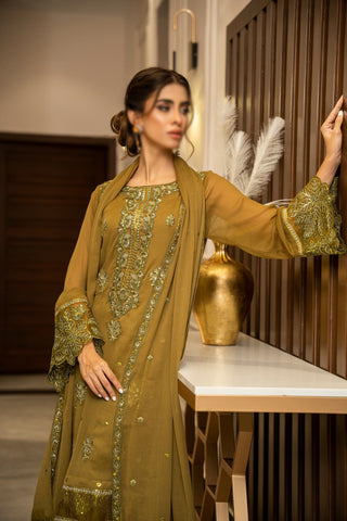 ZOUJ  ENSEMBLES Unstitched Chiffon Coll ‘24-25 D- ZJCH - 0010