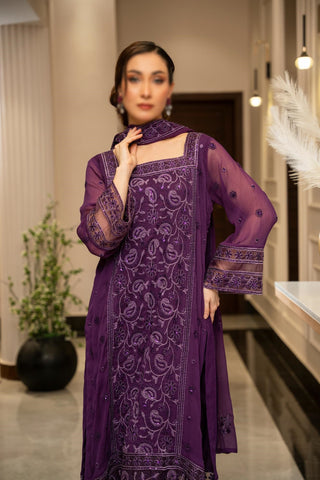 ZOUJ  ENSEMBLES Unstitched Chiffon Coll ‘24-25 D- ZJCH - 0011