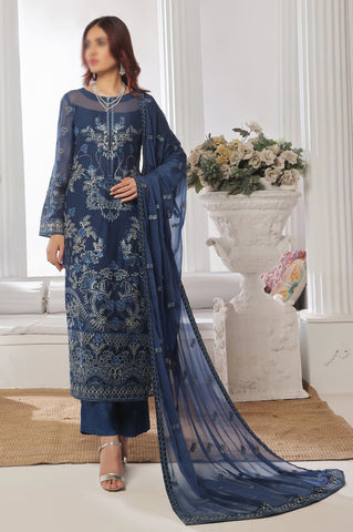 AMOUR- LUXURY EMB CHIFFON LONG FROCK D-02