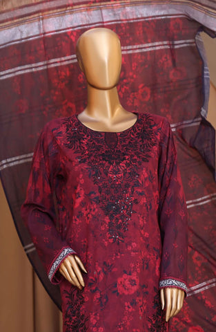 HZ Mahee Embroidered Shirt with Fancy Jacquard Dupatta Coll D-07